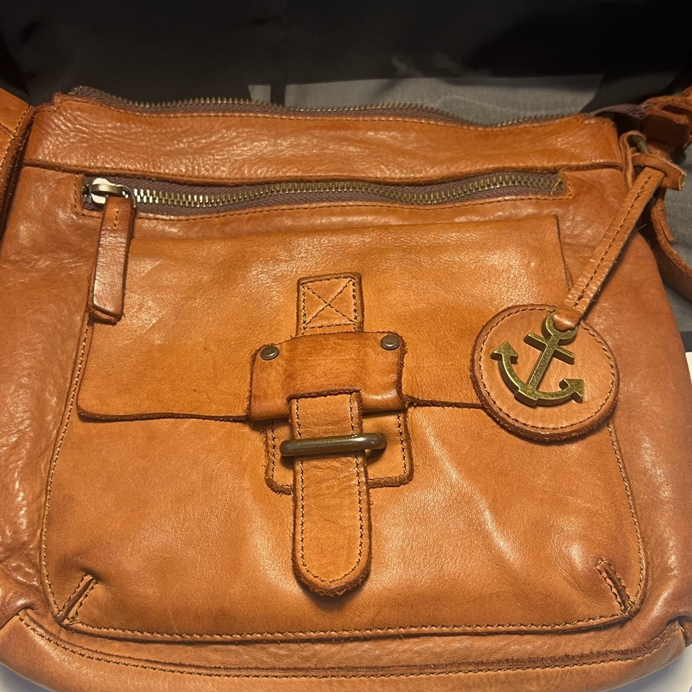 Vintage Brown Leather Crossbody Bag with Silver Hardware